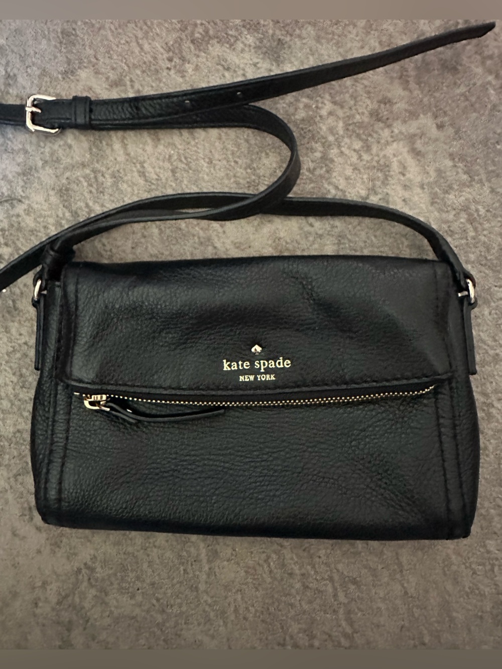 kate spade Black Leather Crossbody with Gold Hardware